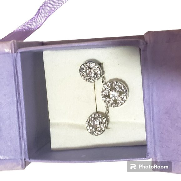 Jewelry Set Sterling Silver Cubic Zirconia Necklace Earrings - Picture 1 of 6